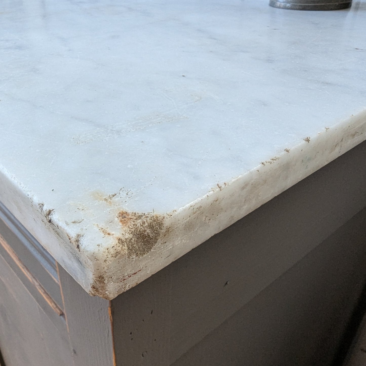 Painted Antique Cupboard with Marble Top