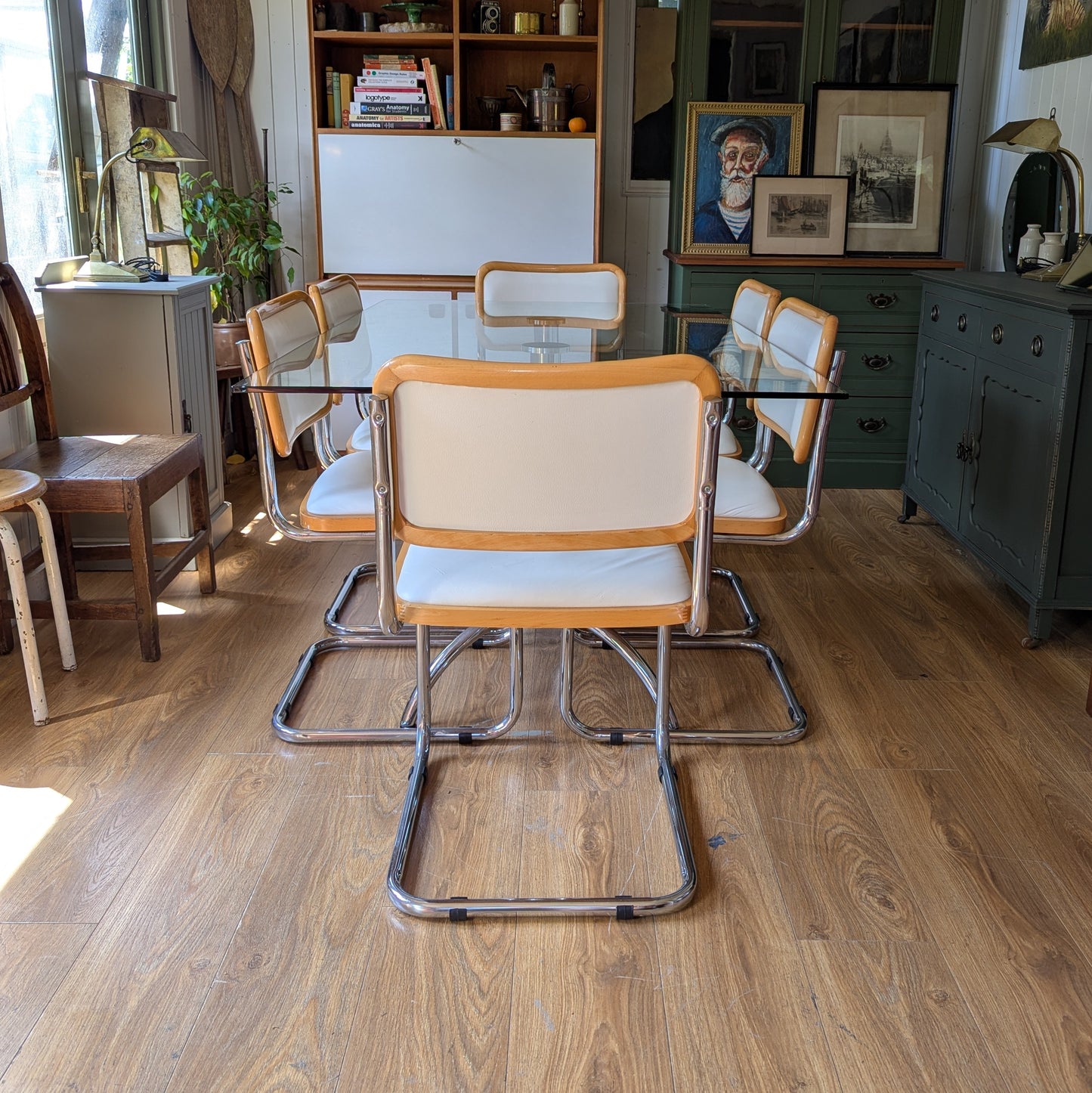 Mid Century Glass and Chrome Dining Table