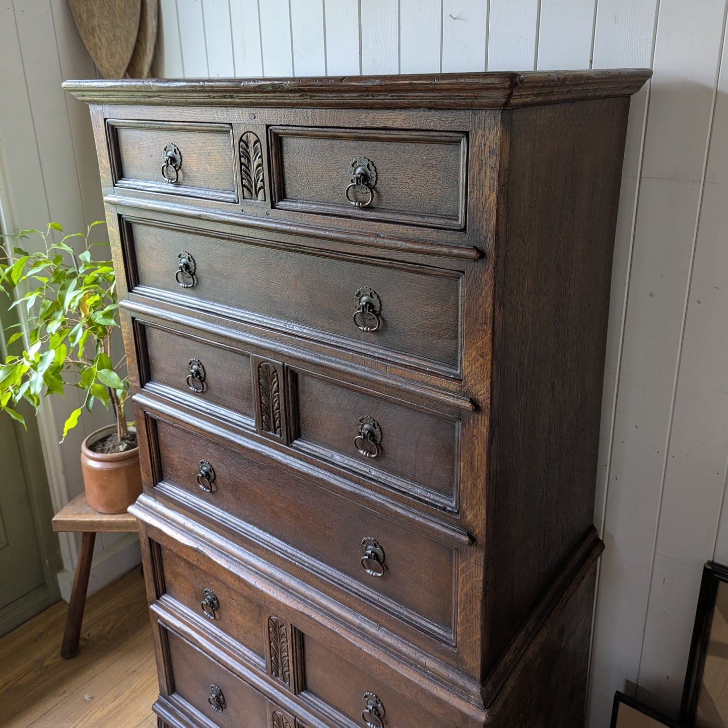 Antique Oak Chest on Chest