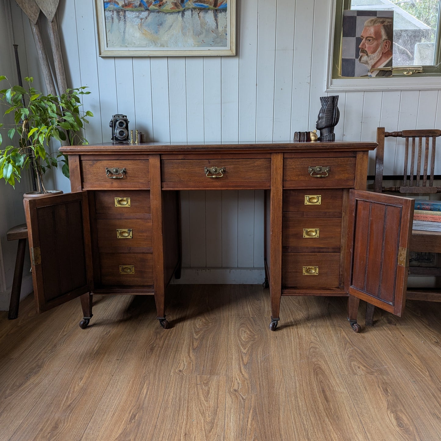 Antique Twin Pedestal Desk