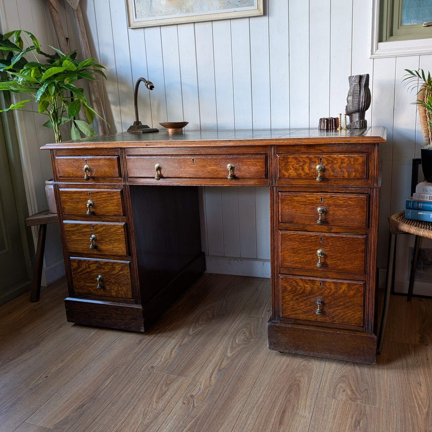 Antique Oak Twin Pedestal Desk