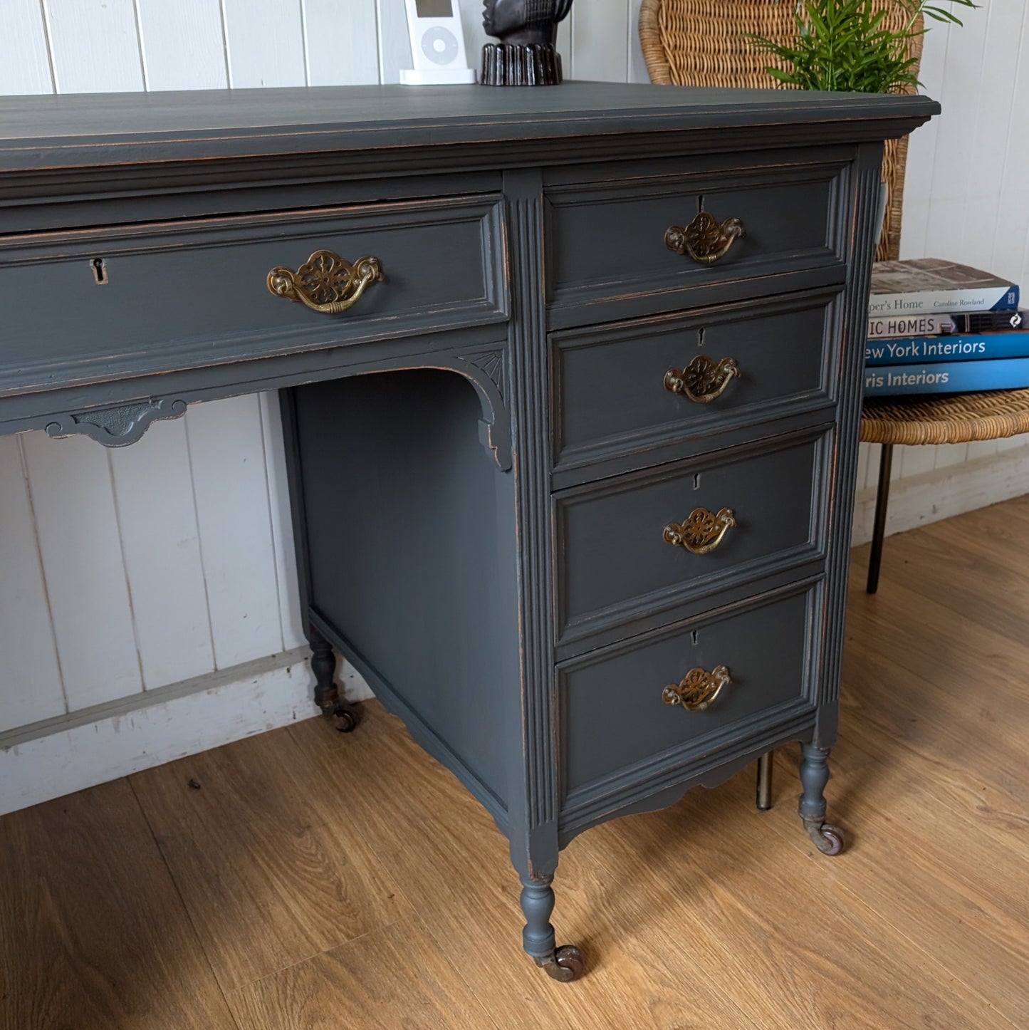 Painted Antique Twin Pedestal Desk