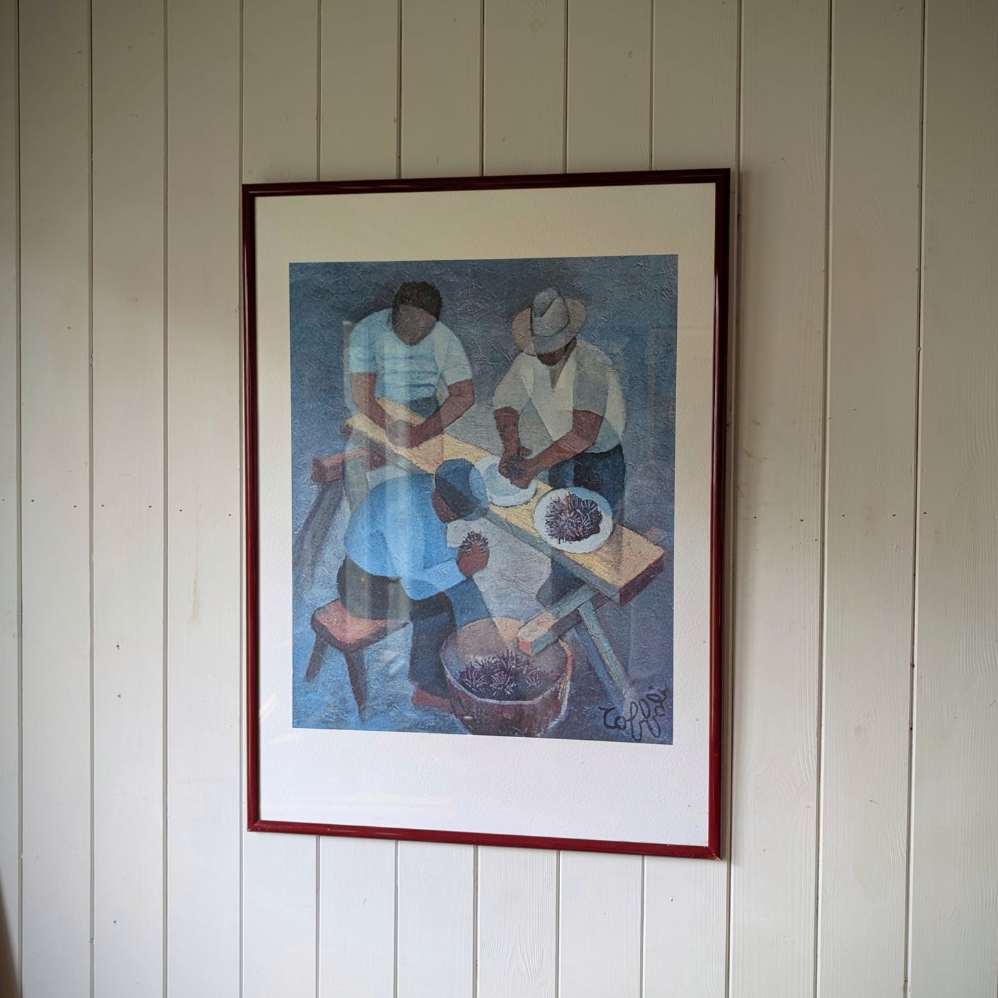 Mid Century Print "Fisherman at Work"
