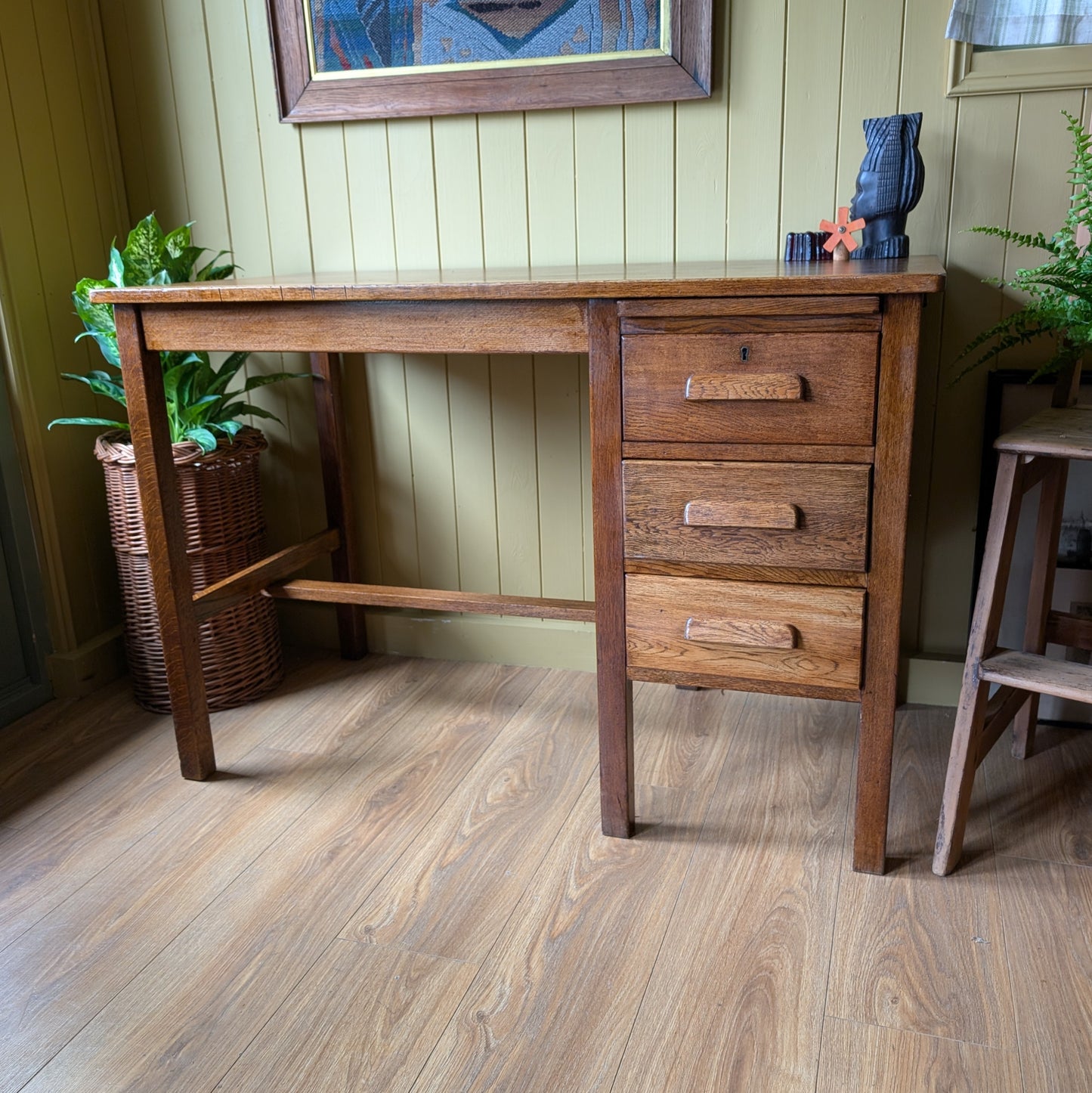 Vintage Oak Pedestal Desk