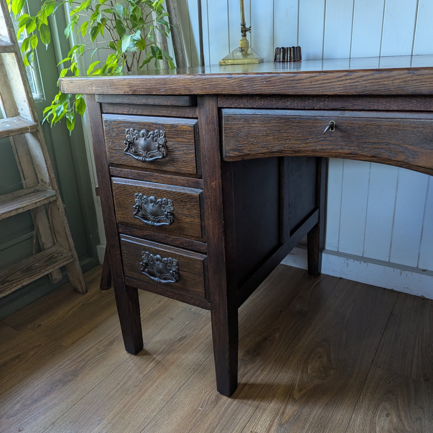 Oak Twin Pedestal Desk