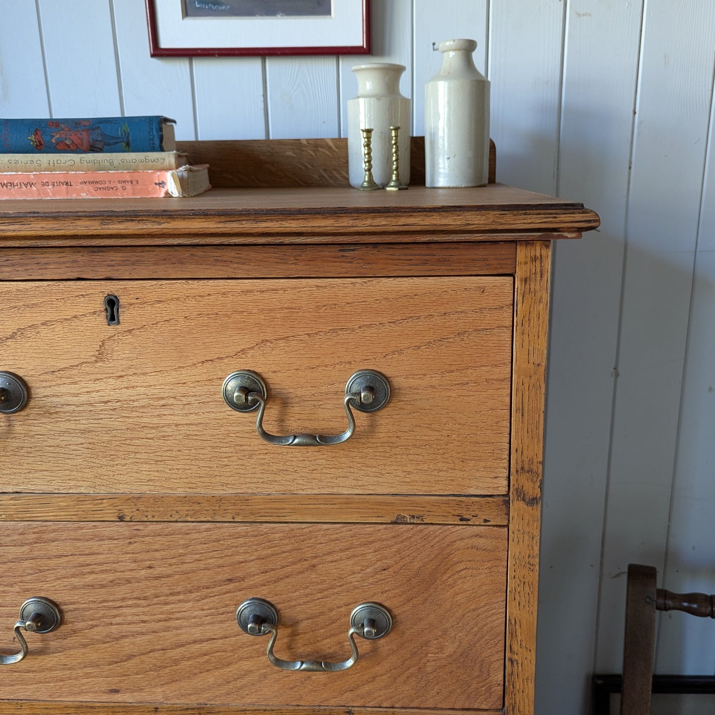 Tall Antique Oak Chest of Drawers