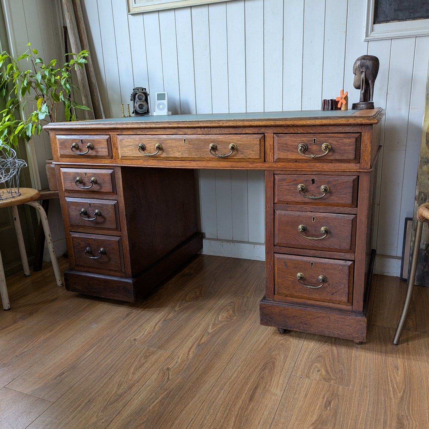Antique Oak Twin Pedestal Desk