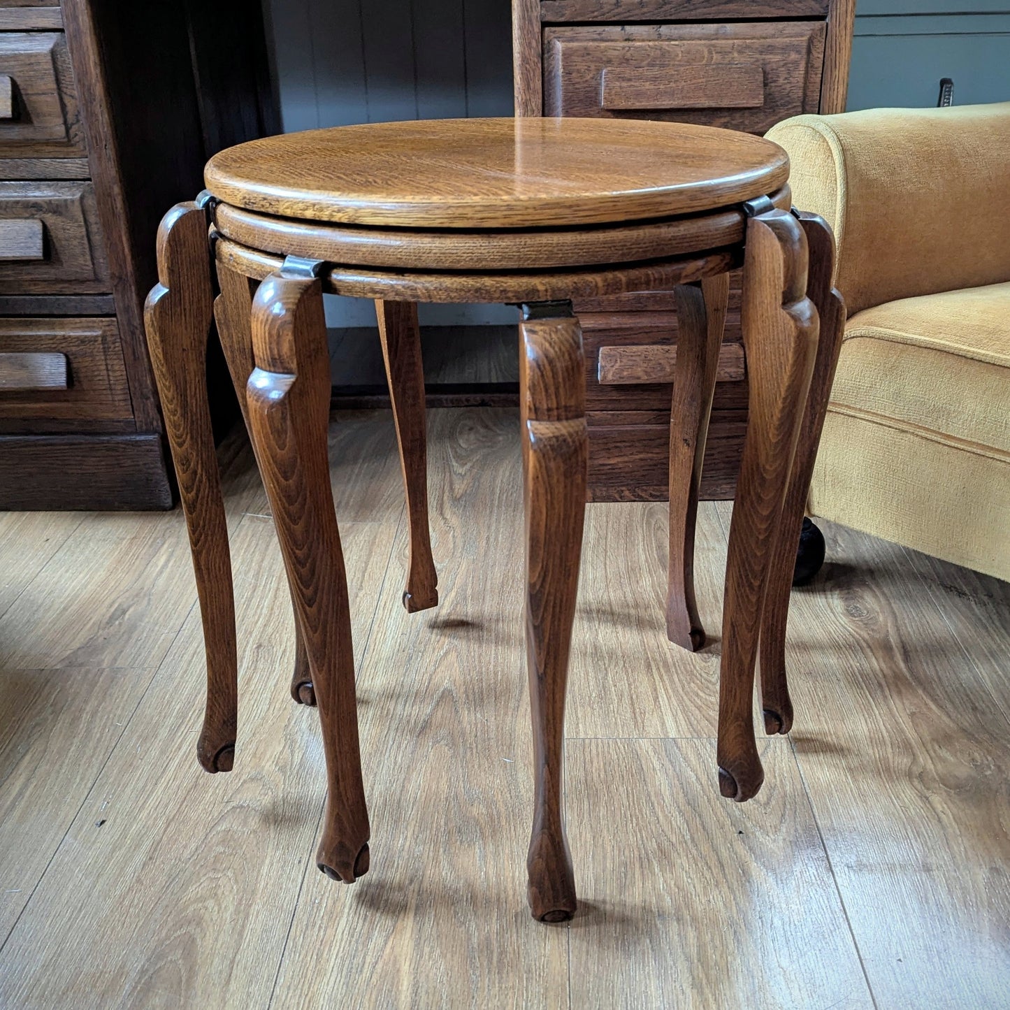 Set of Three Stacking Oak Side Tables