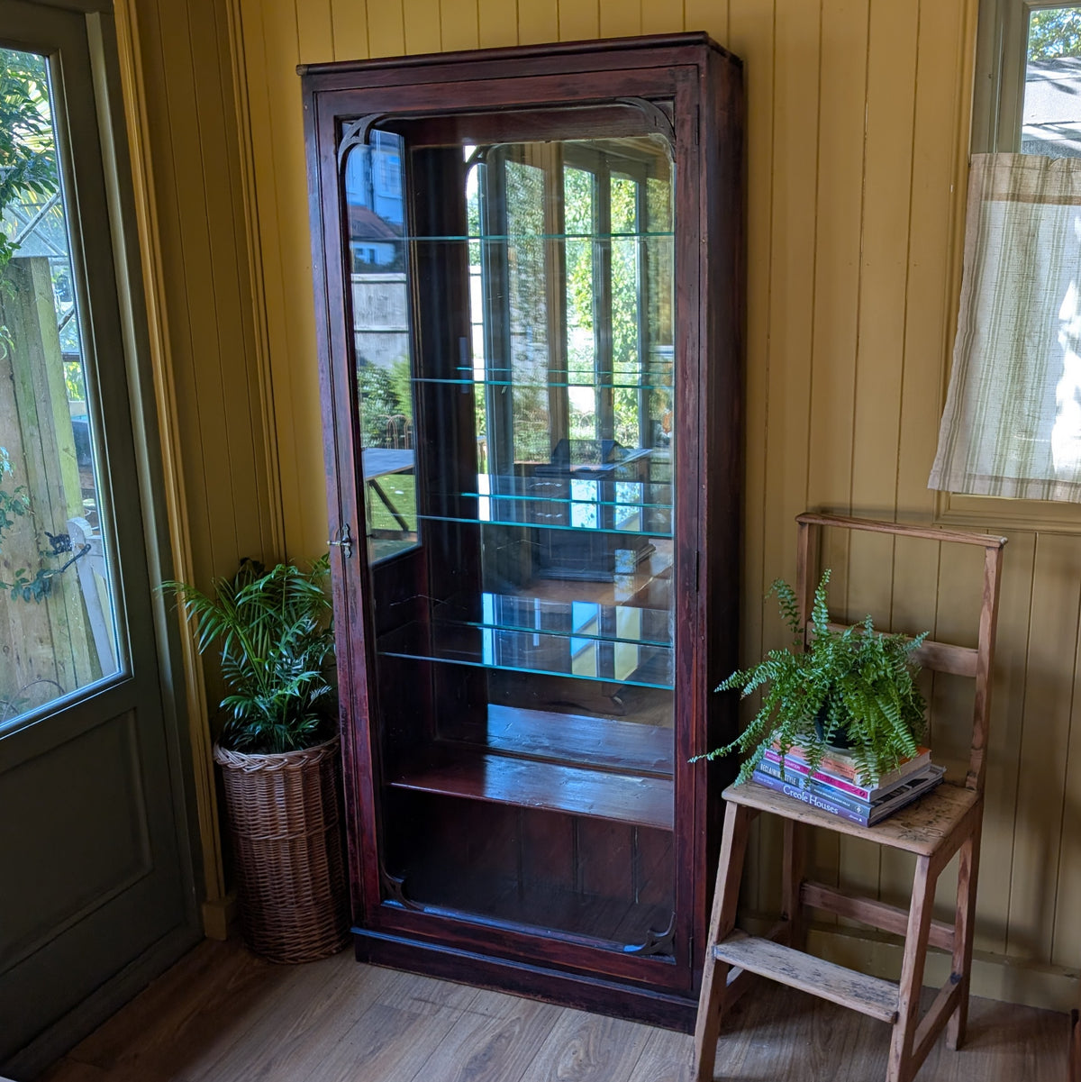 Tall Victorian Glazed Shop Display Cabinet