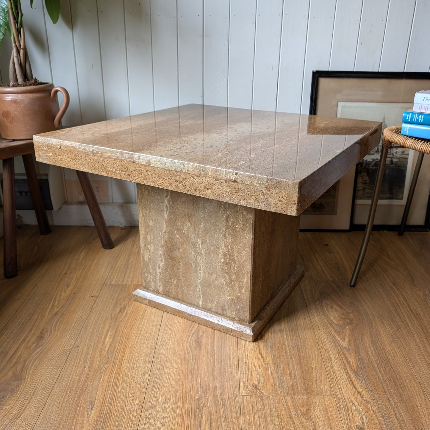 Mid Century Travertine Coffee Table