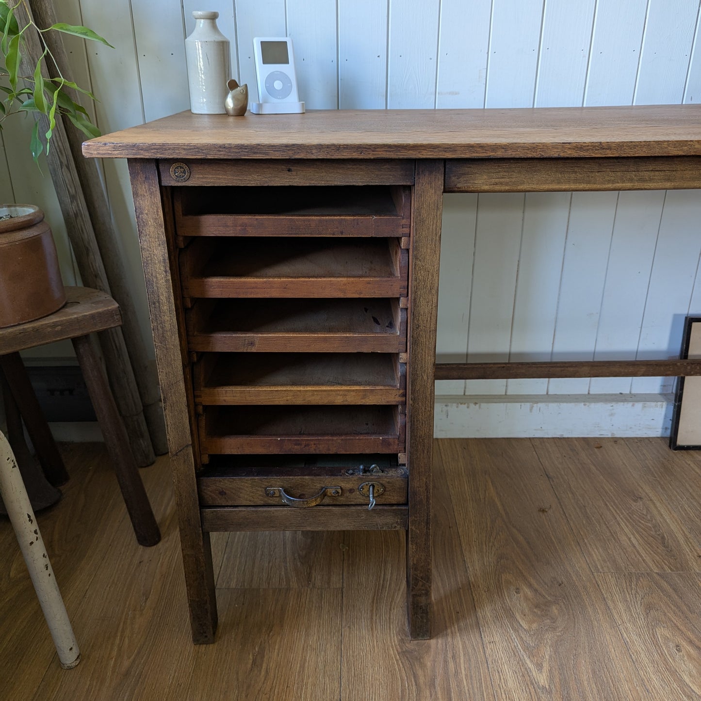 Antique French Tambour Front Desk
