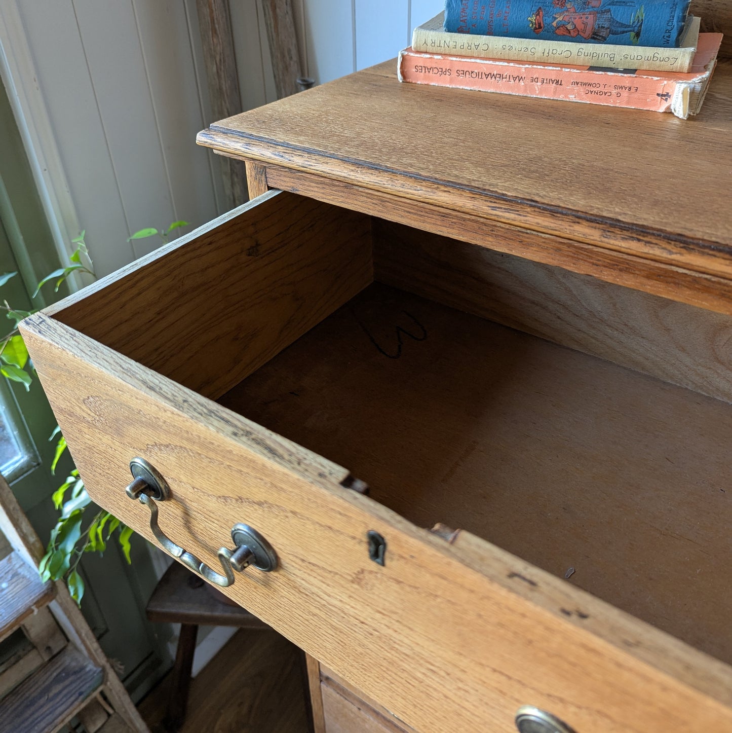 Tall Antique Oak Chest of Drawers