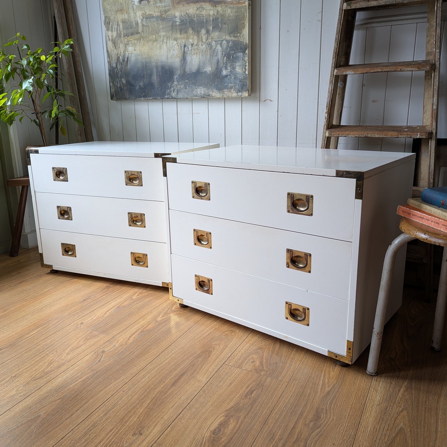 Pair of Mid Century Campaign Style Drawers