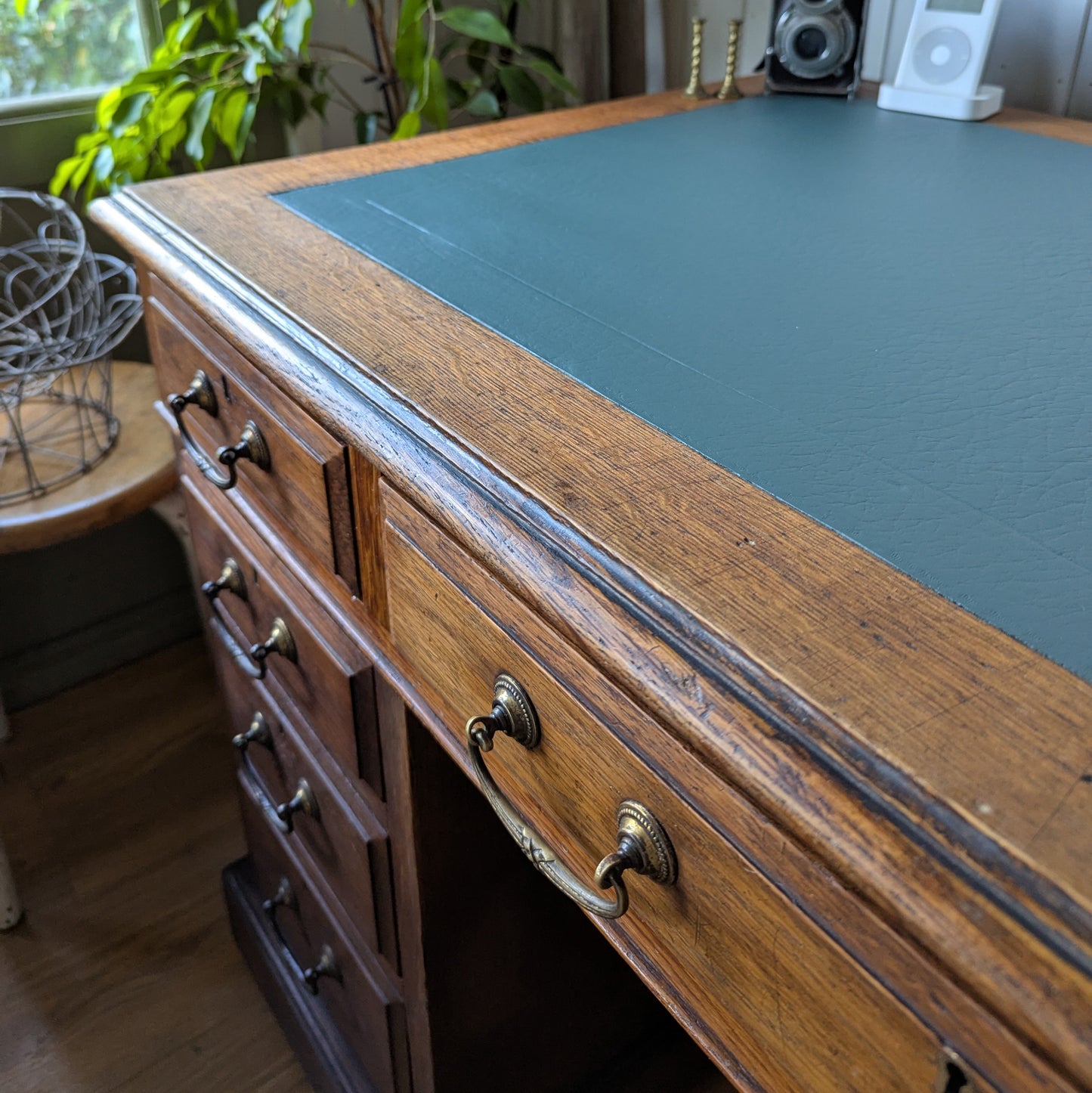 Antique Oak Twin Pedestal Desk