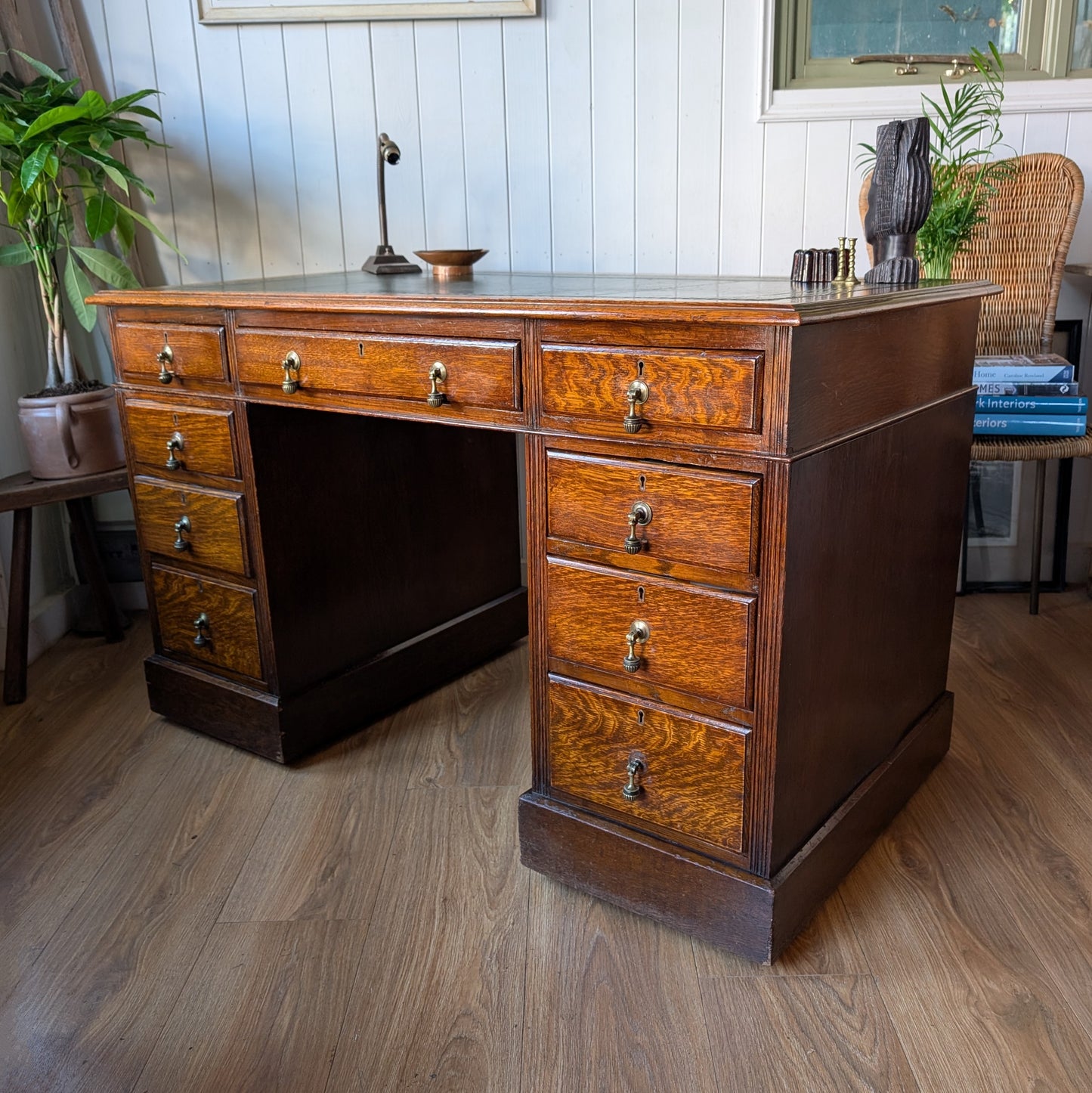 Antique Oak Twin Pedestal Desk