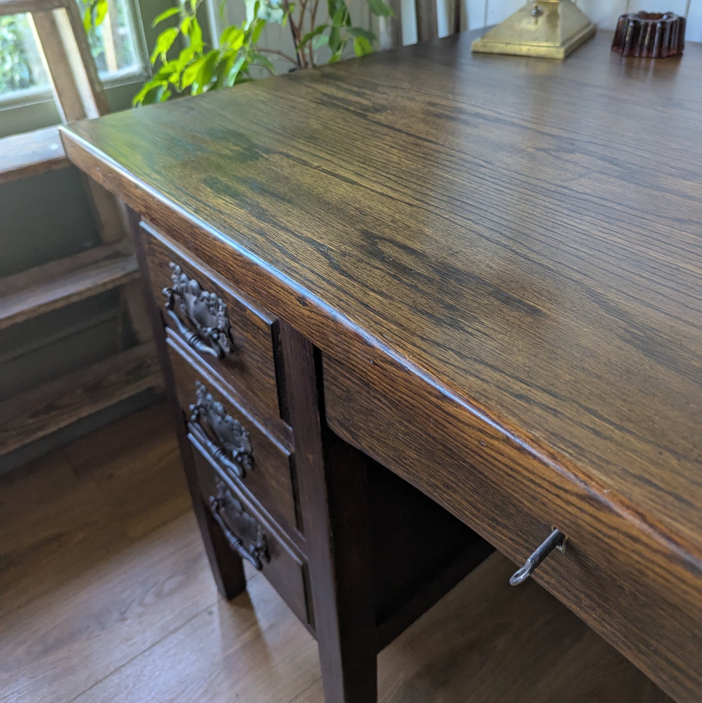 Oak Twin Pedestal Desk