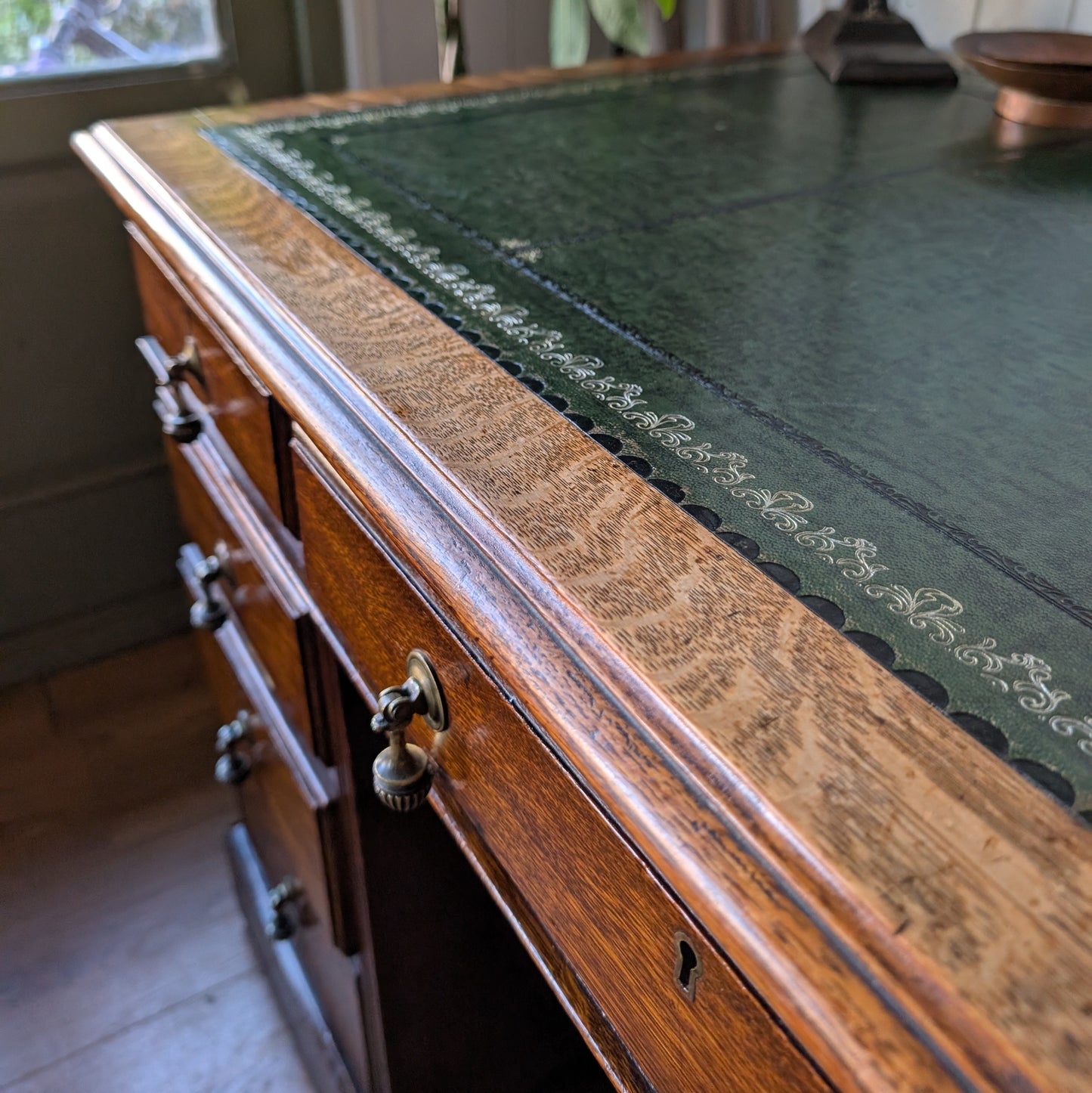 Antique Oak Twin Pedestal Desk