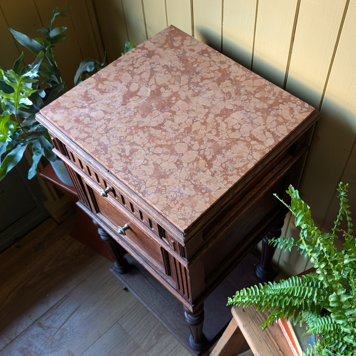 Antique French Marble Top Pot Cupboard