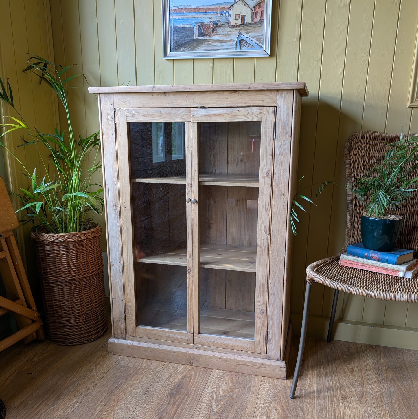 Small Victorian Glazed Pine Cabinet