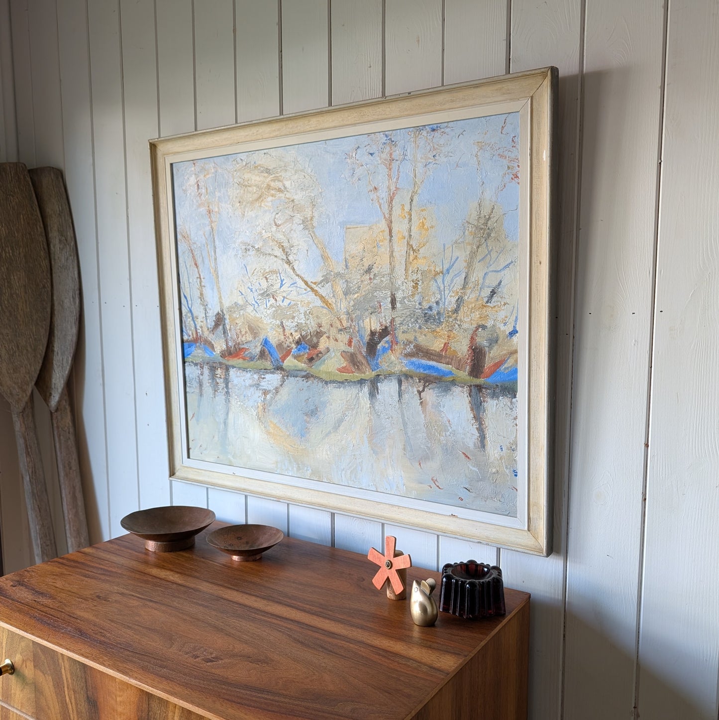 Semi Abstract "Riverside Reflections" Oil Painting