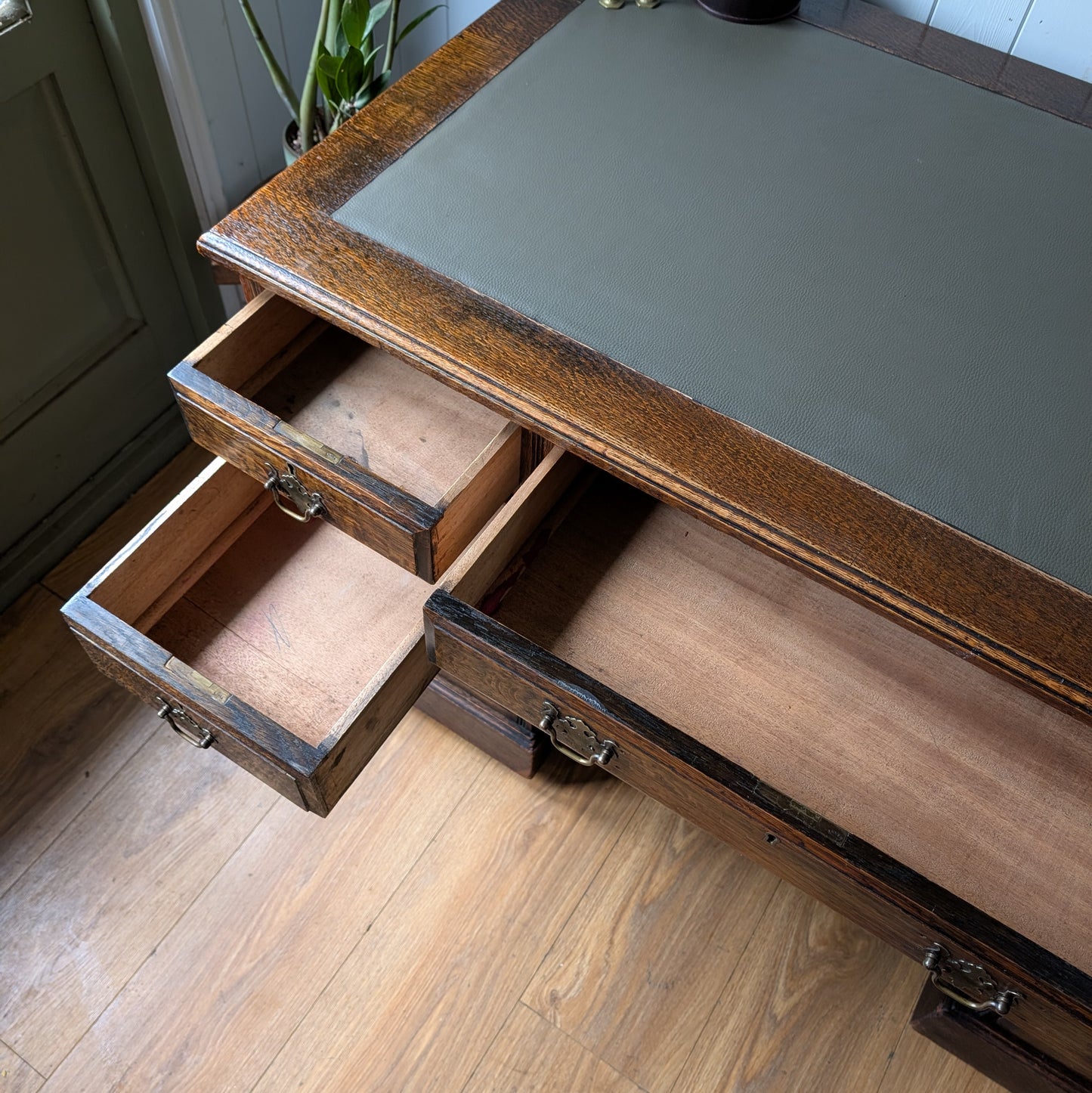 Antique Oak Twin Pedestal Desk