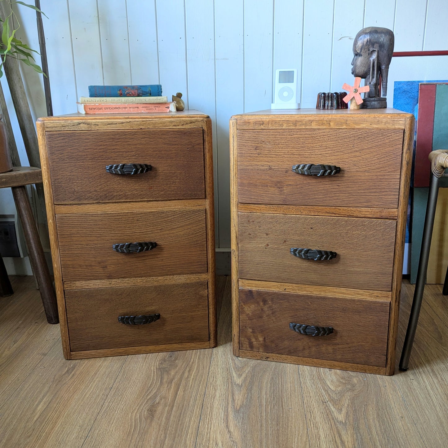 Pair of Vintage Oak Bedside Tables