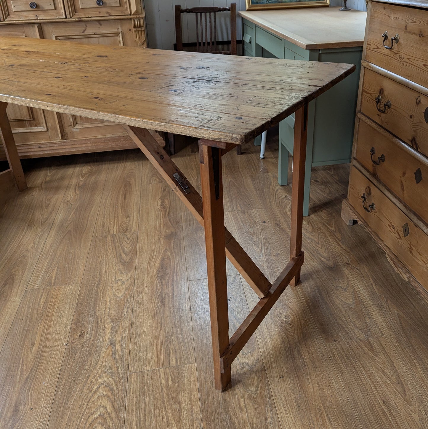 Vintage Pine Trestle Table