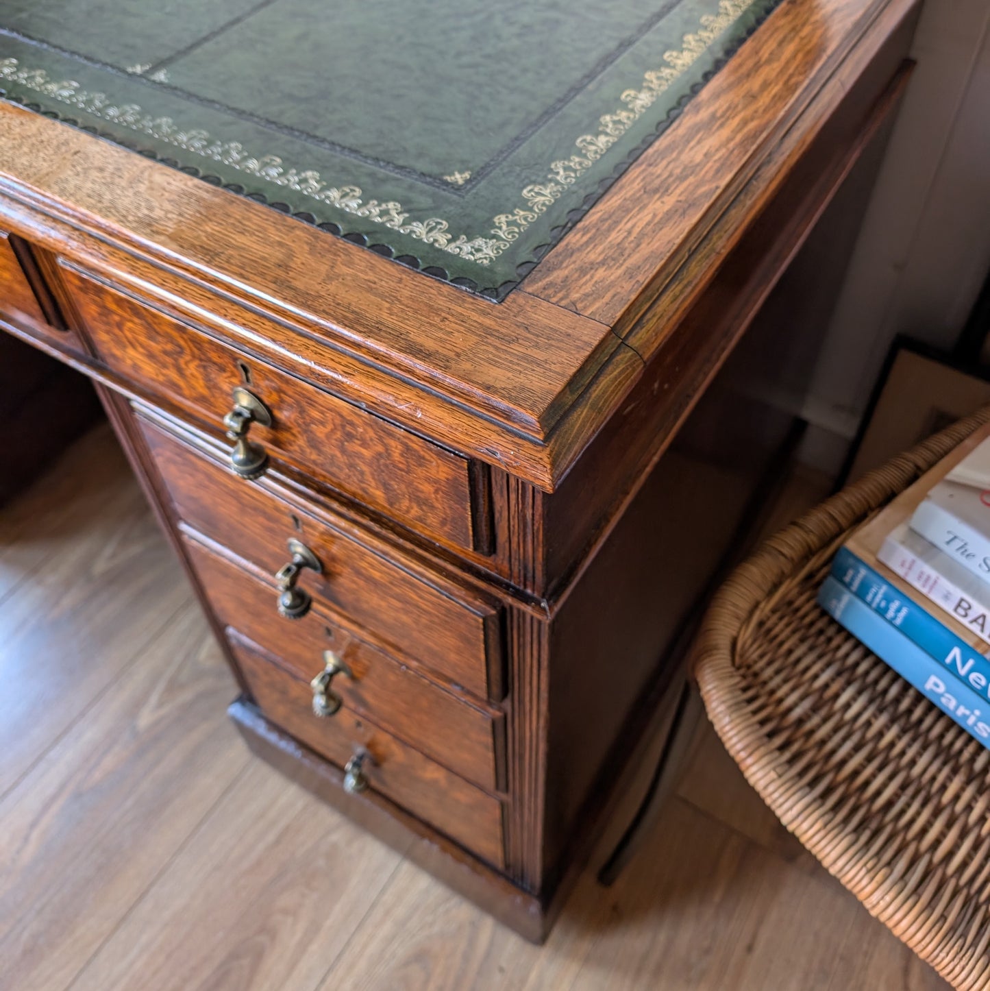 Antique Oak Twin Pedestal Desk