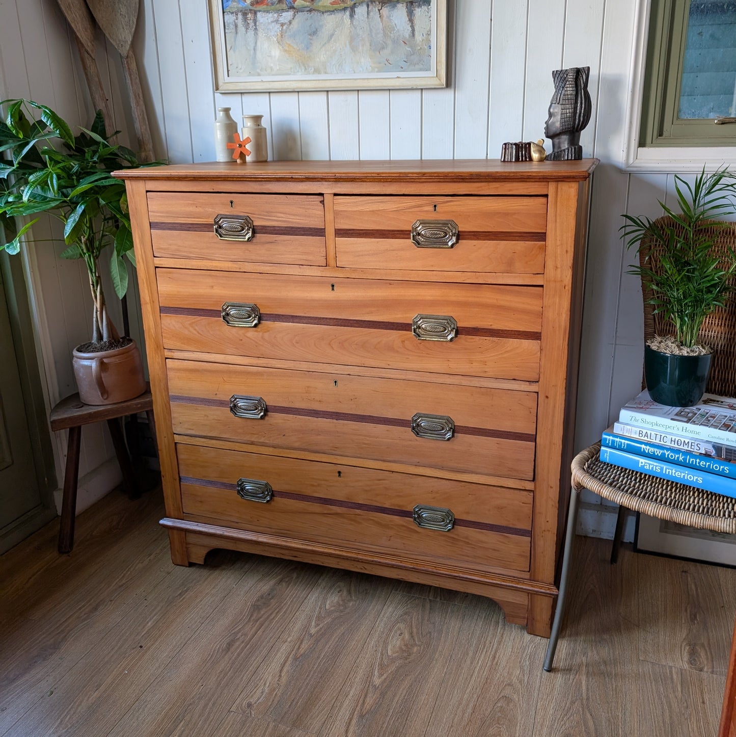Satin Walnut Antique Chest of Drawers