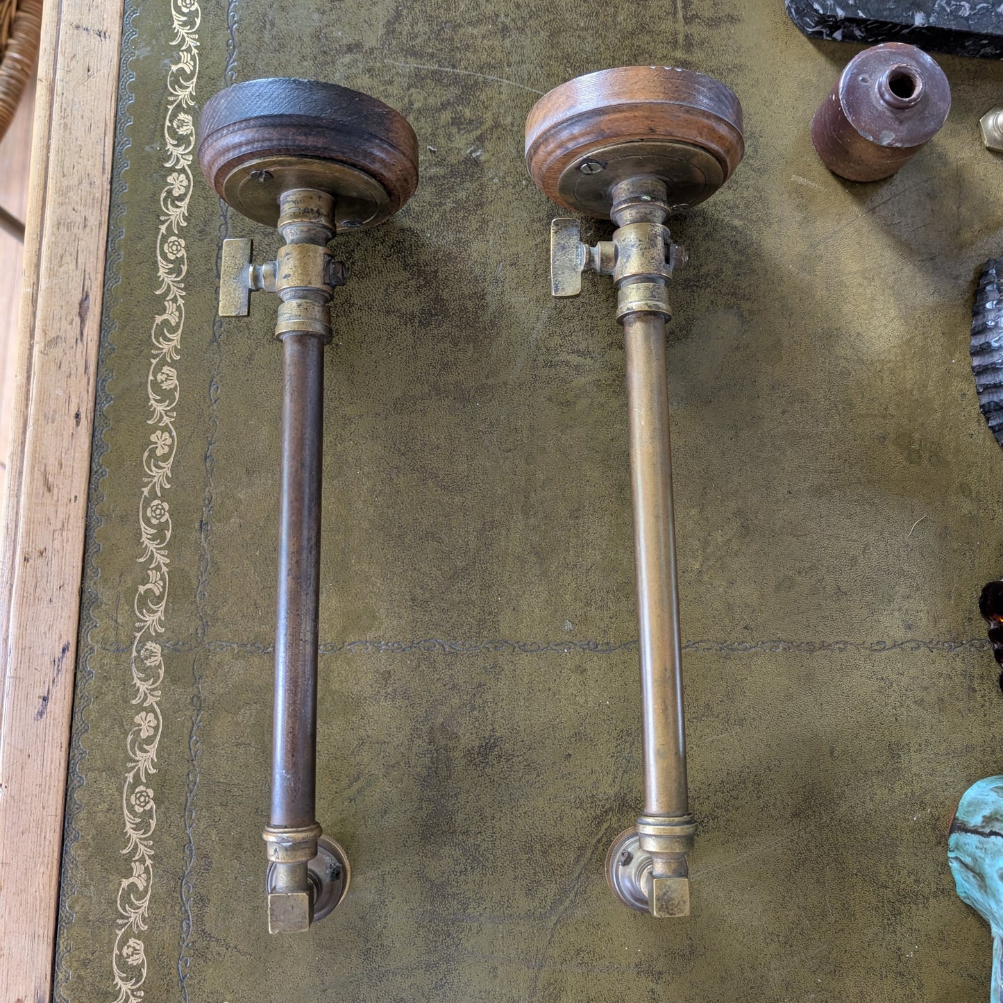 Pair of Antique Brass Wall Lights