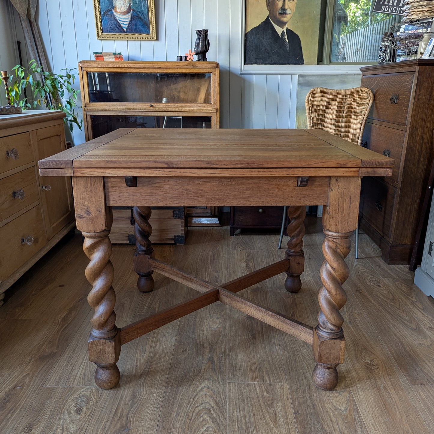 Antique Oak Draw Leaf Table
