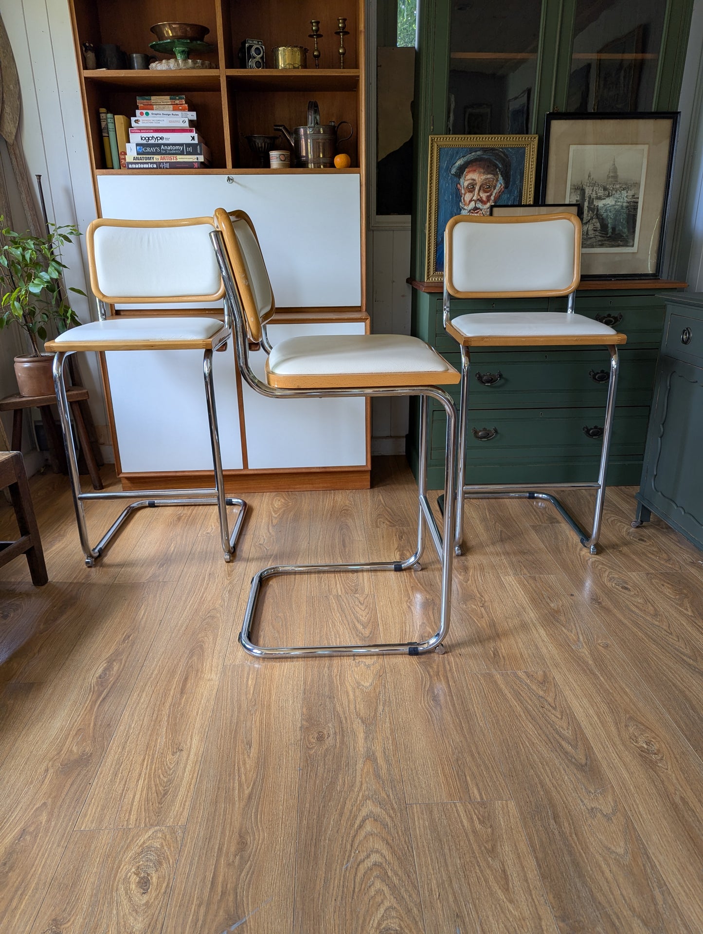 Set of Three Cesca Bar Stools