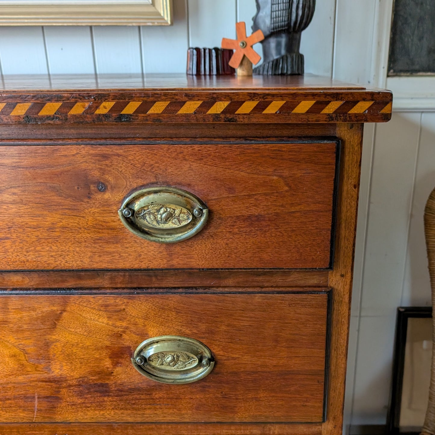 Antique Inlaid Walnut Chest of Drawers