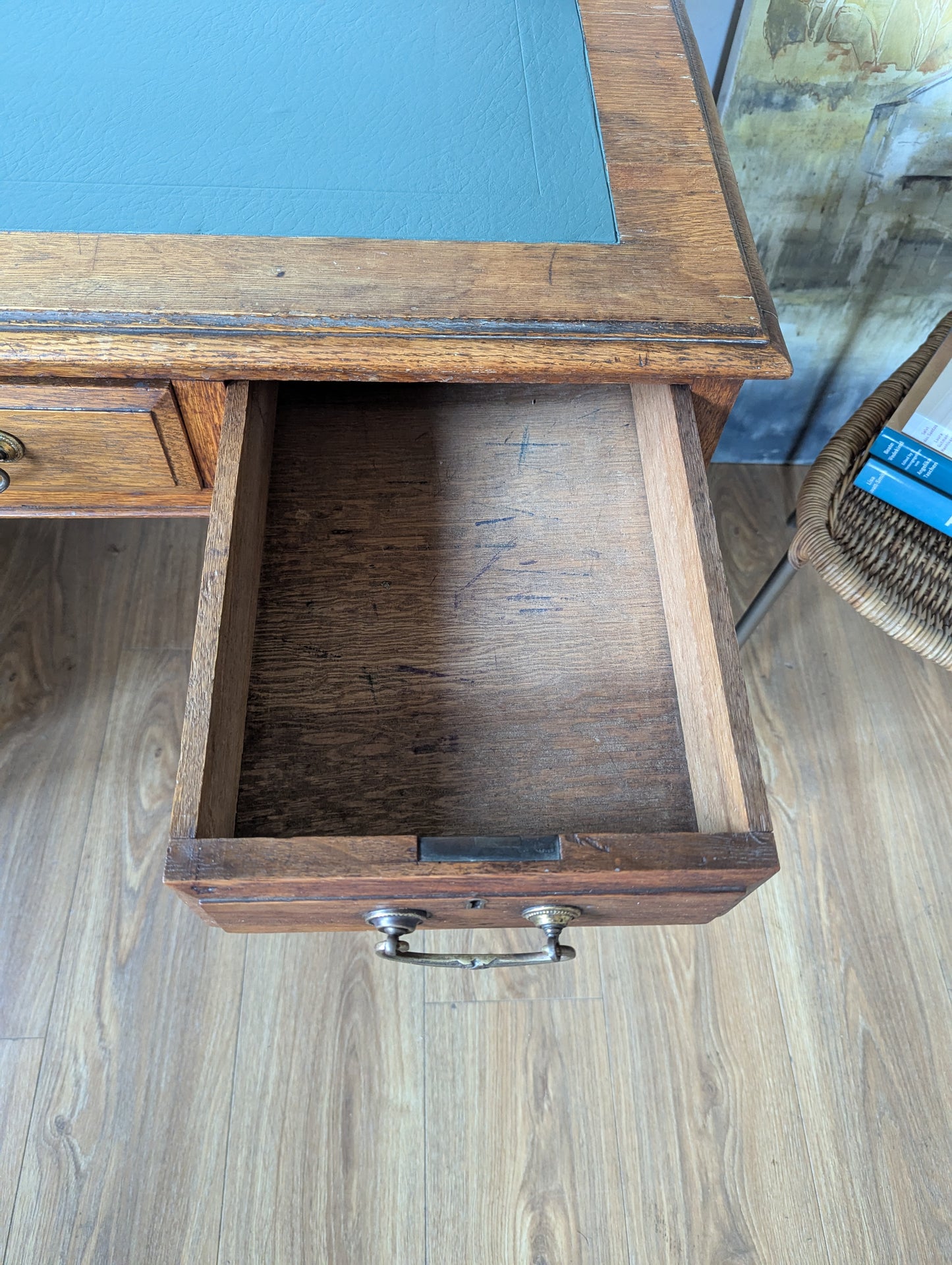 Antique Oak Twin Pedestal Desk