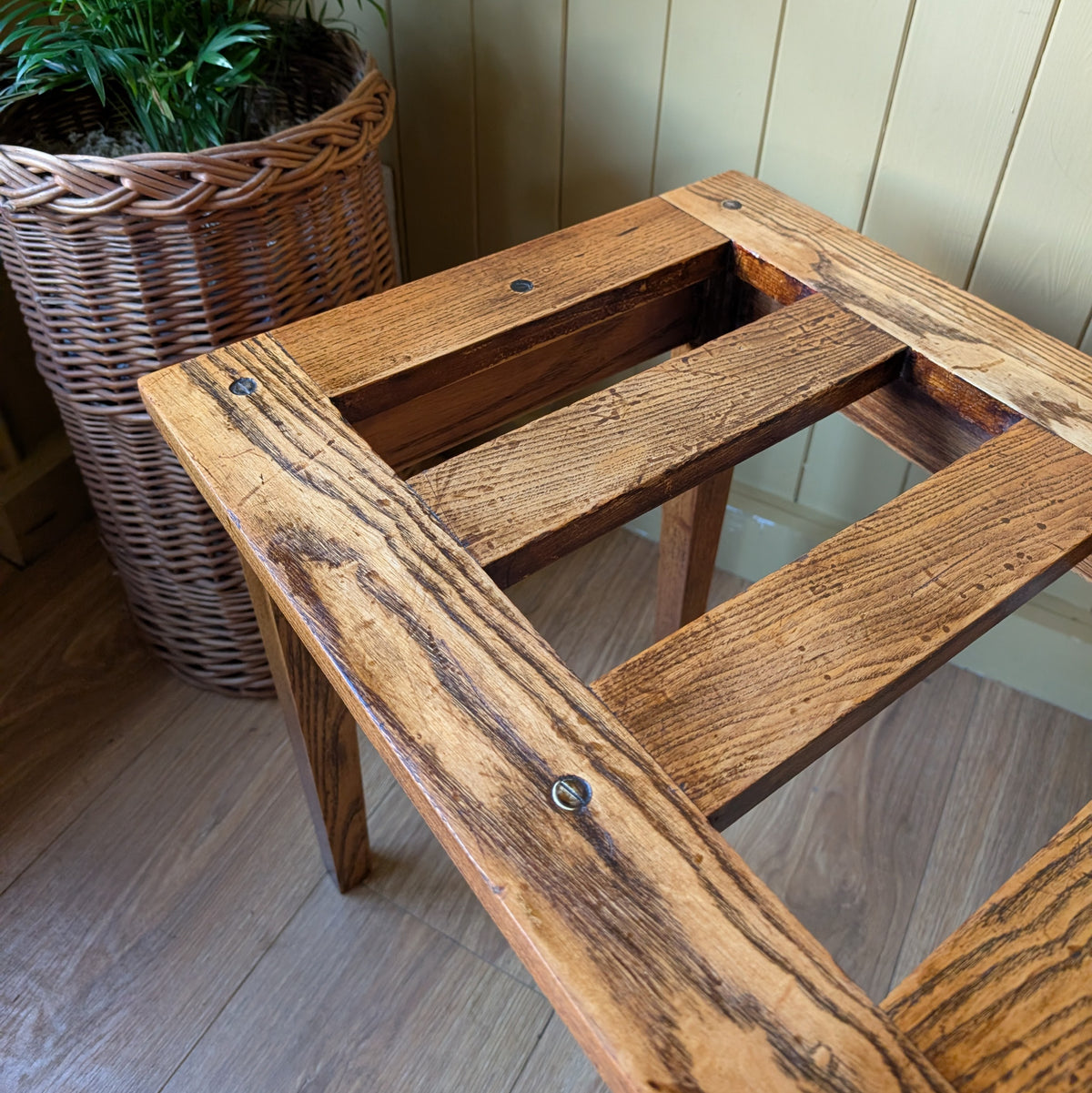 Antique Oak Luggage Stand