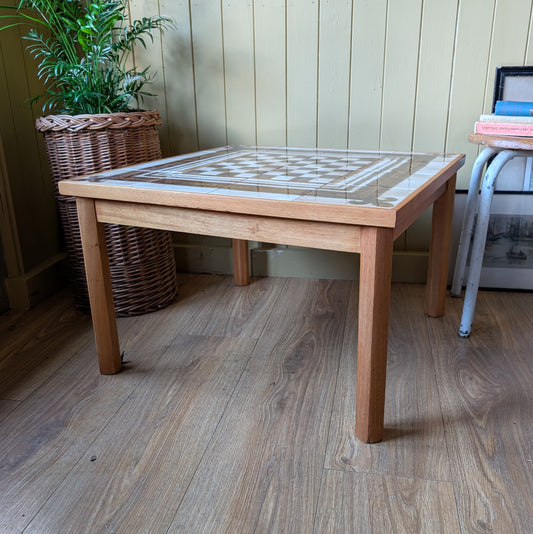 Mid Century Tiled Top Chess Board Coffee Table