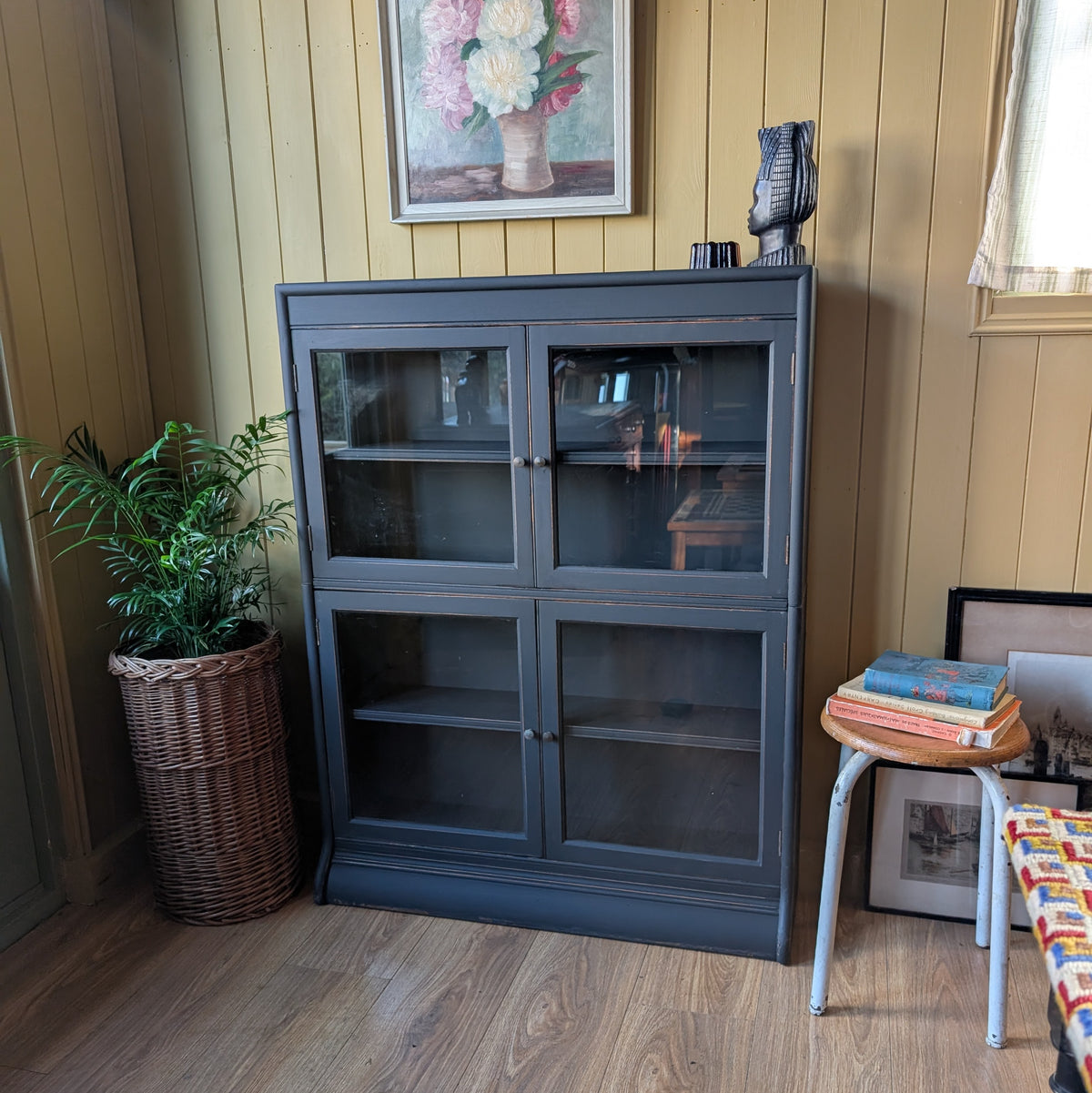 Painted Antique Glazed Bookcase