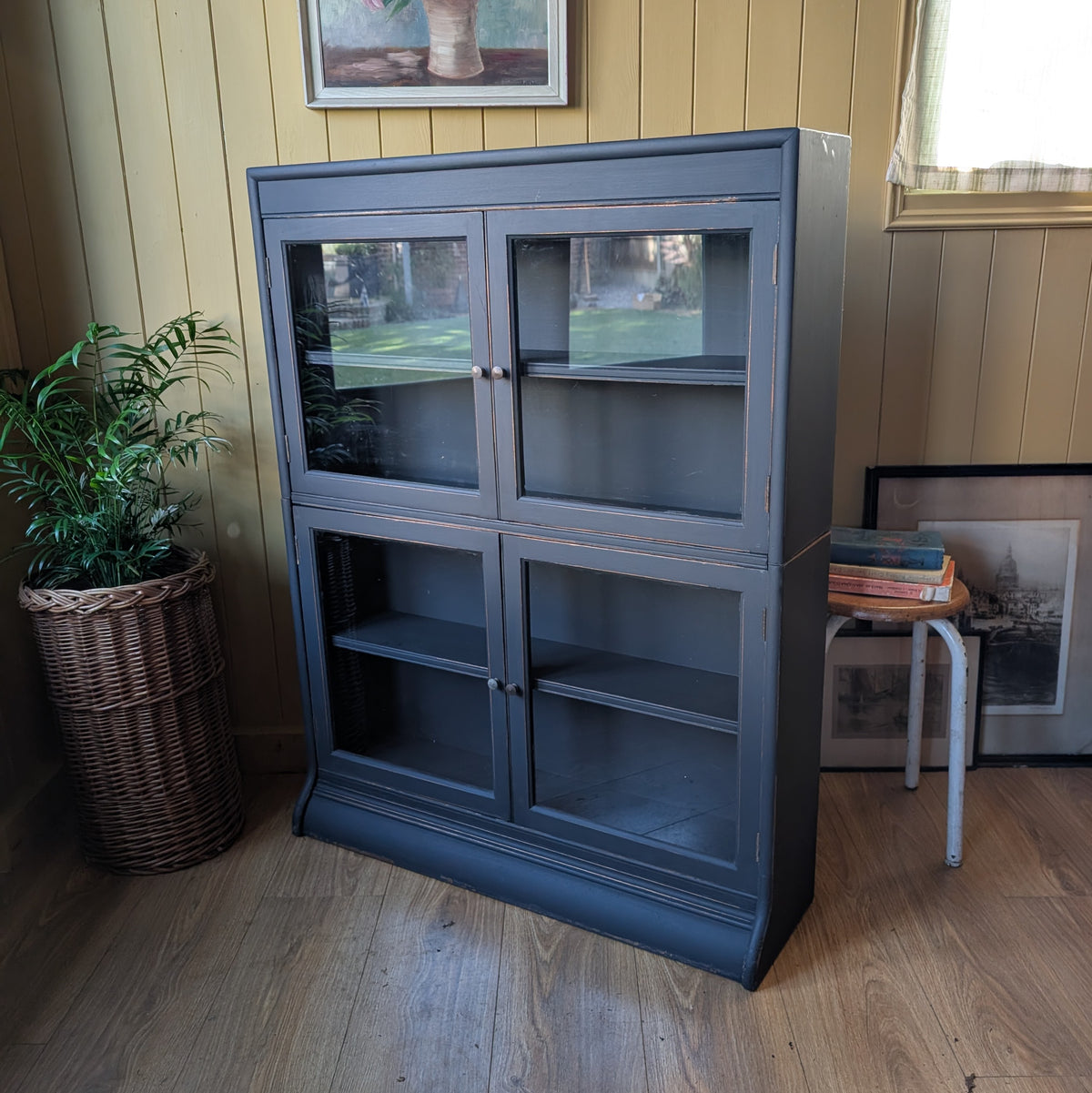 Painted Antique Glazed Bookcase
