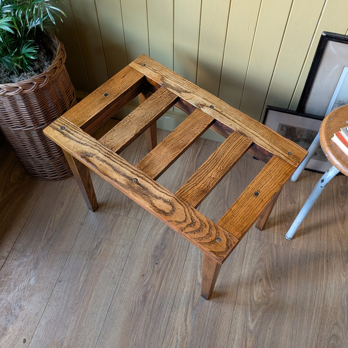 Antique Oak Luggage Stand