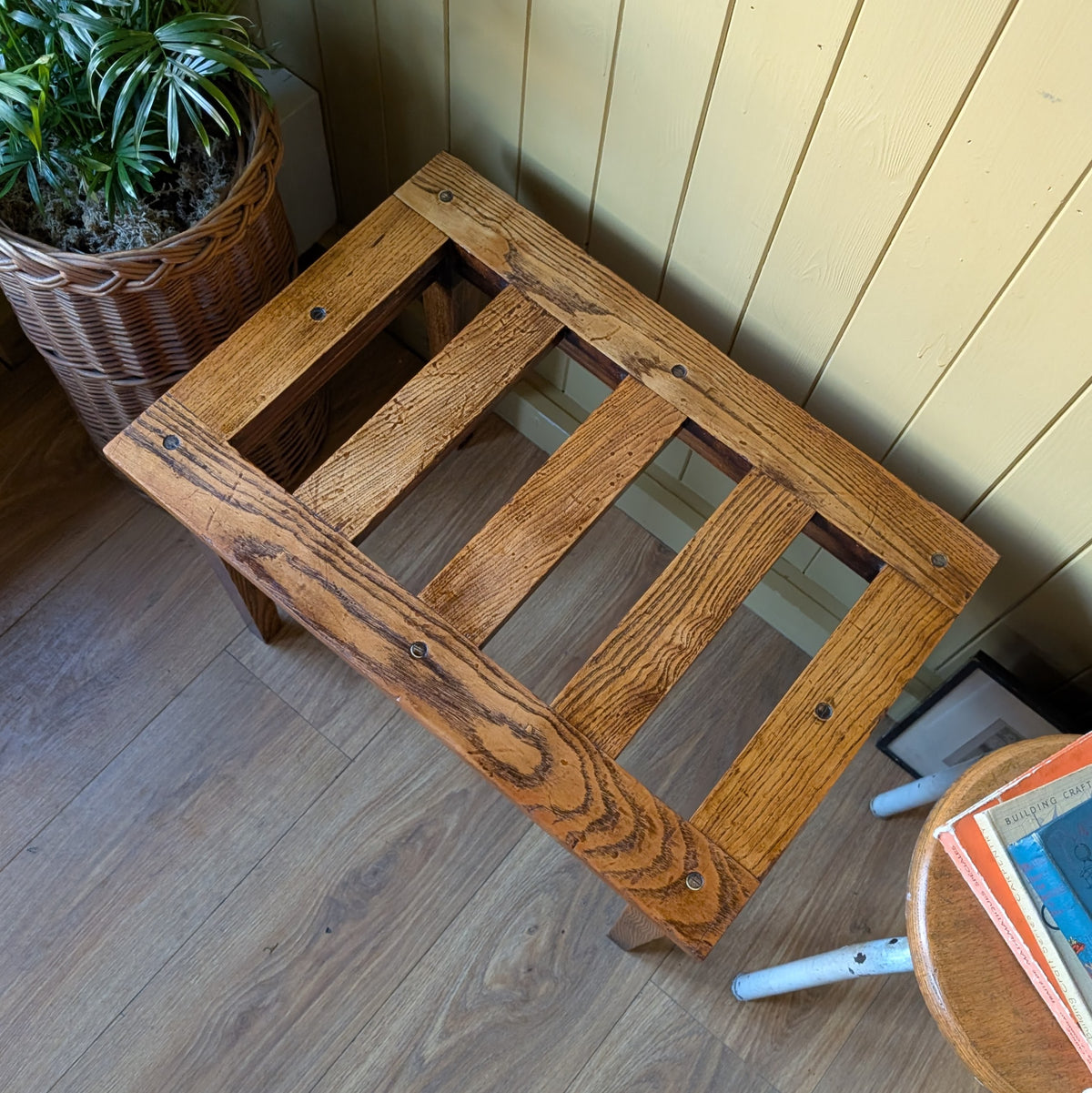 Antique Oak Luggage Stand