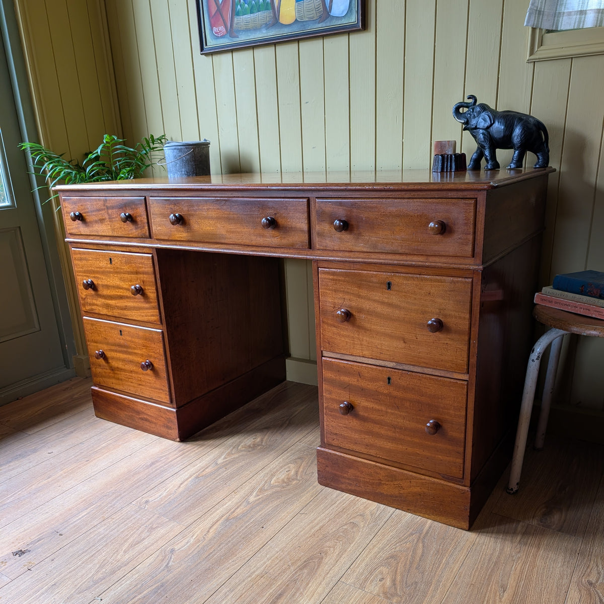 Antique Twin Pedestal Desk