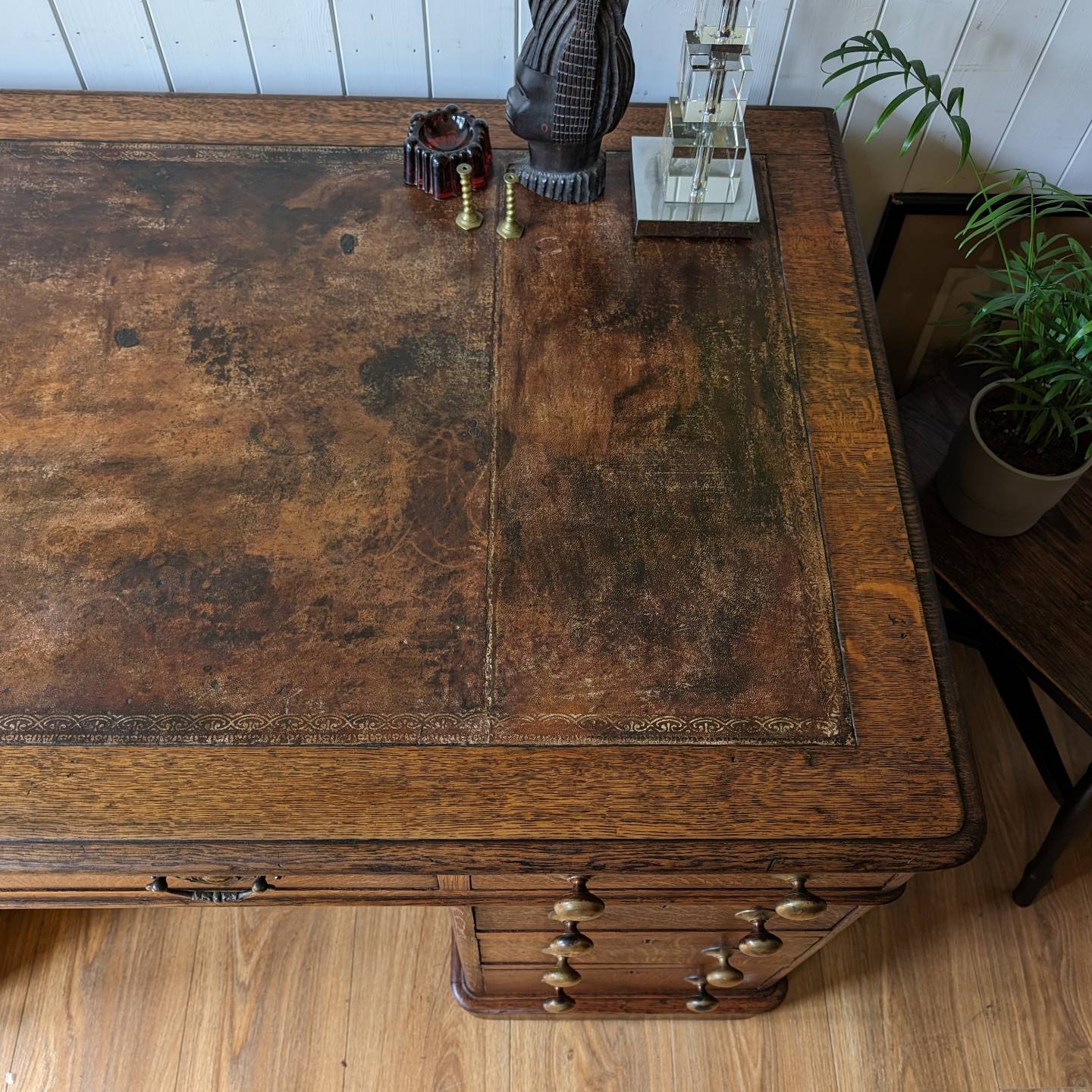 Victorian Oak Twin Pedestal Desk