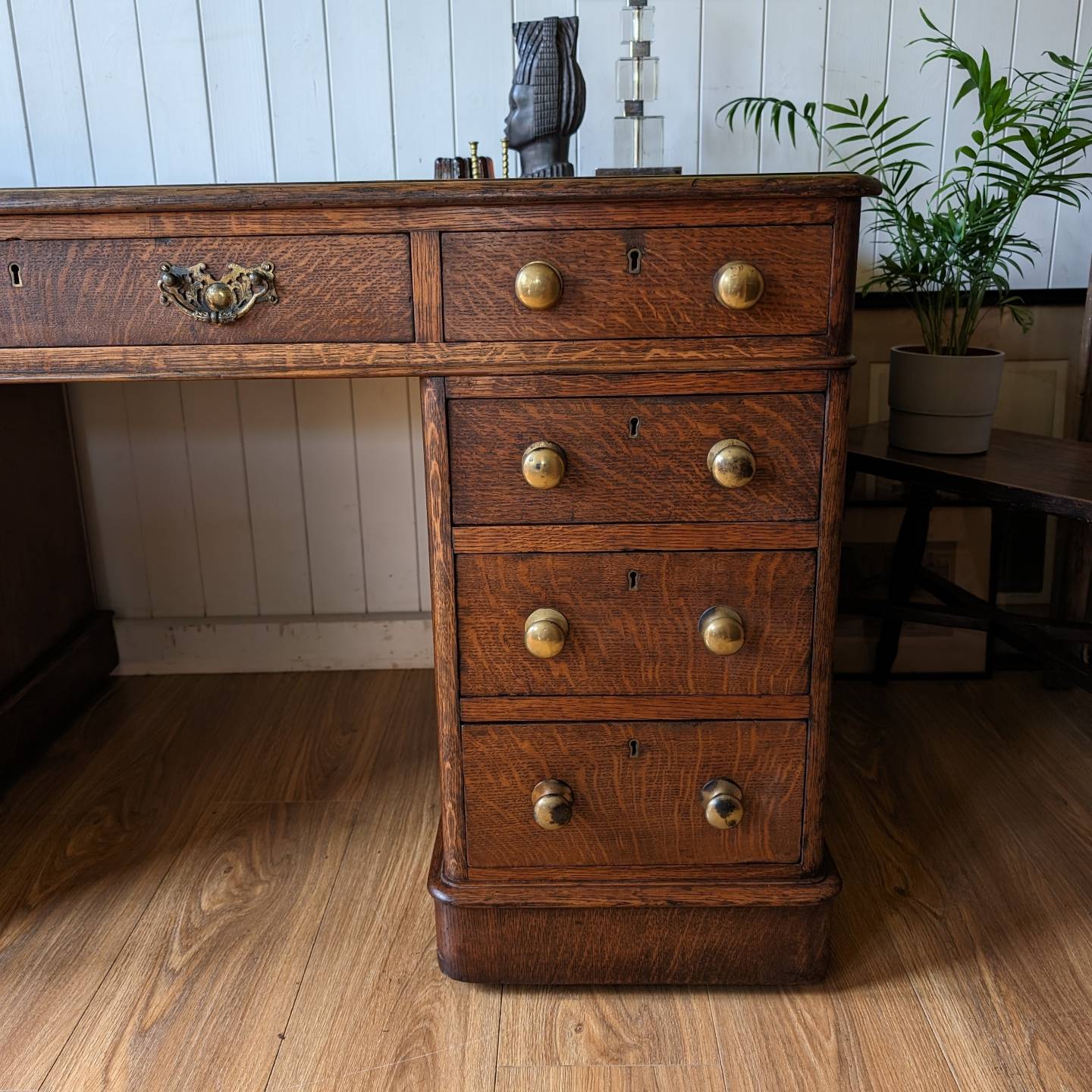 Victorian Oak Twin Pedestal Desk