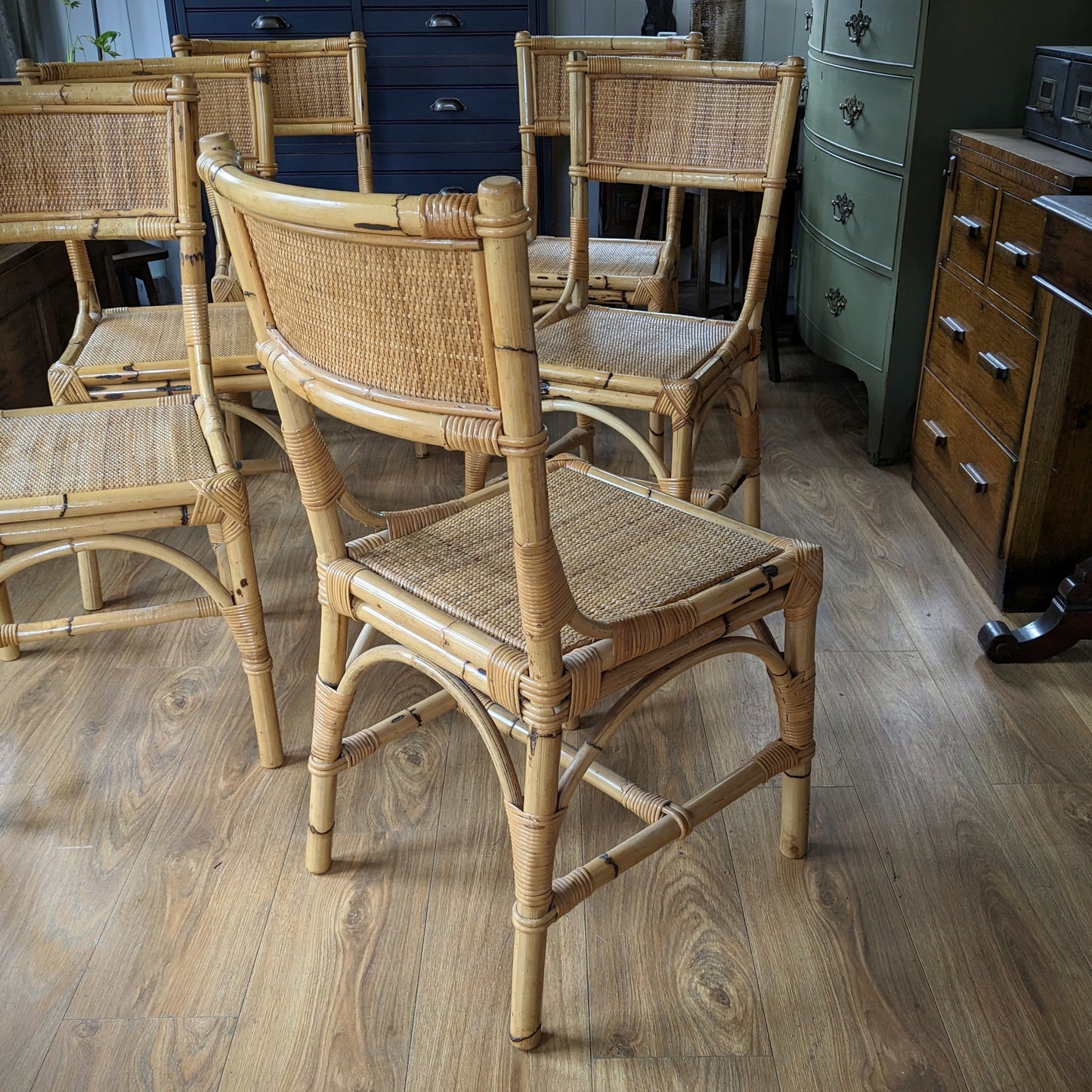 Mid Century Bamboo Dining Chairs