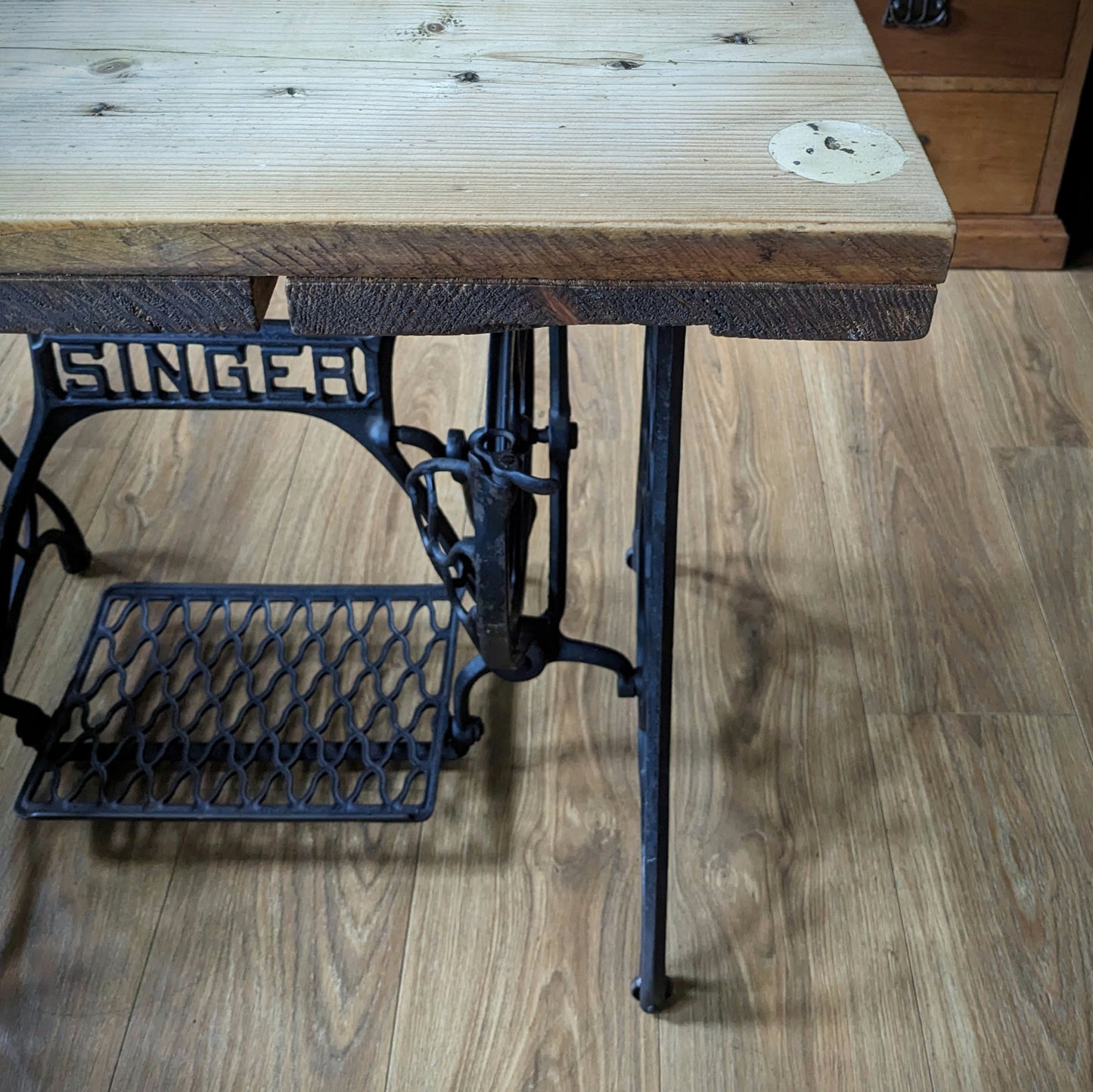 Antique Singer Table with Reclaimed Top