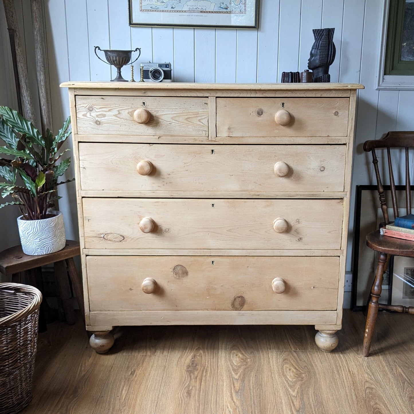 Rustic Pine Victorian Chest of Drawers