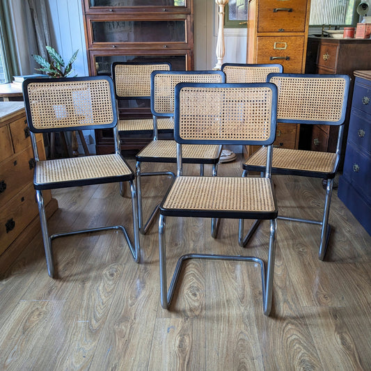 Mid Century Chrome and Rattan Dining Chairs
