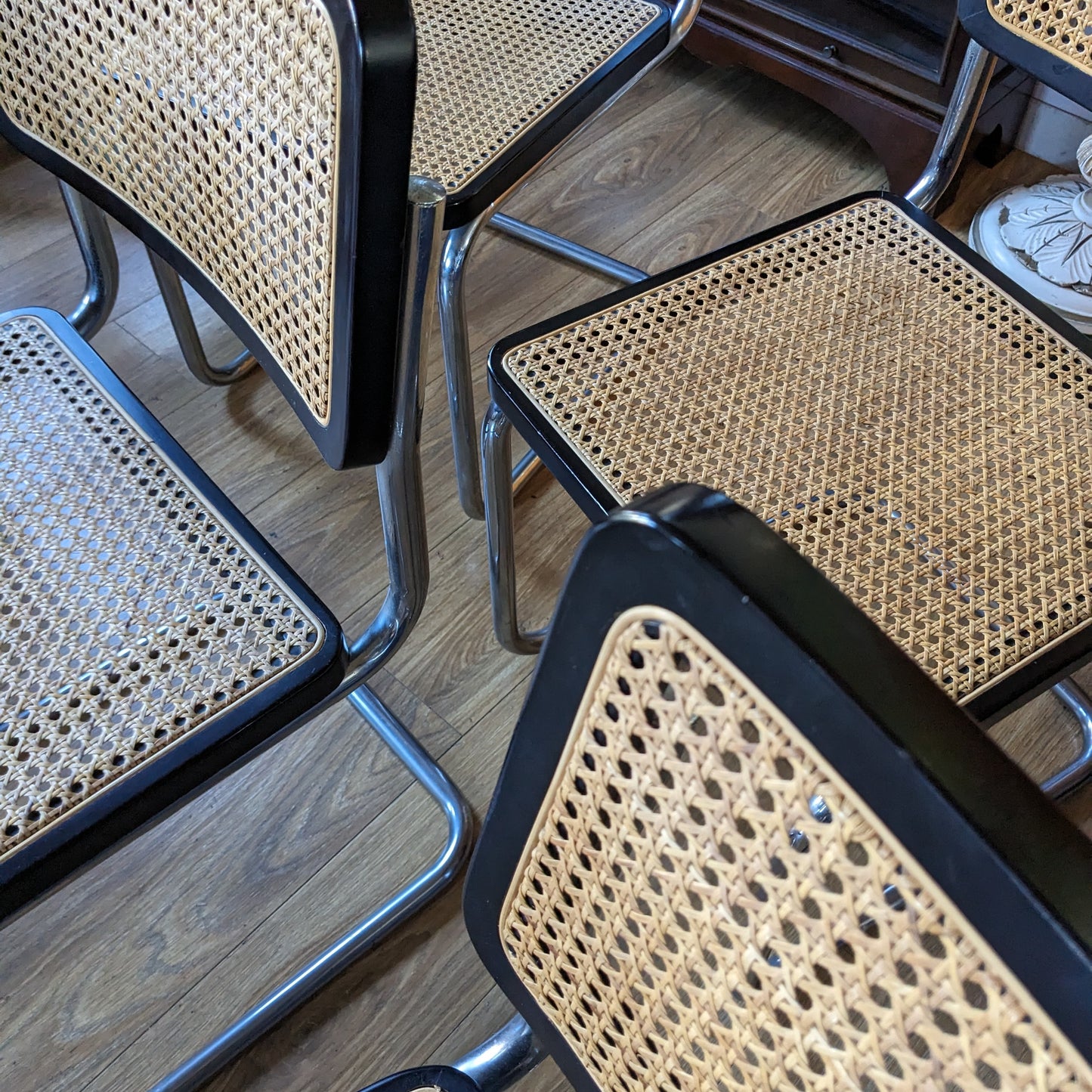 Mid Century Chrome and Rattan Dining Chairs