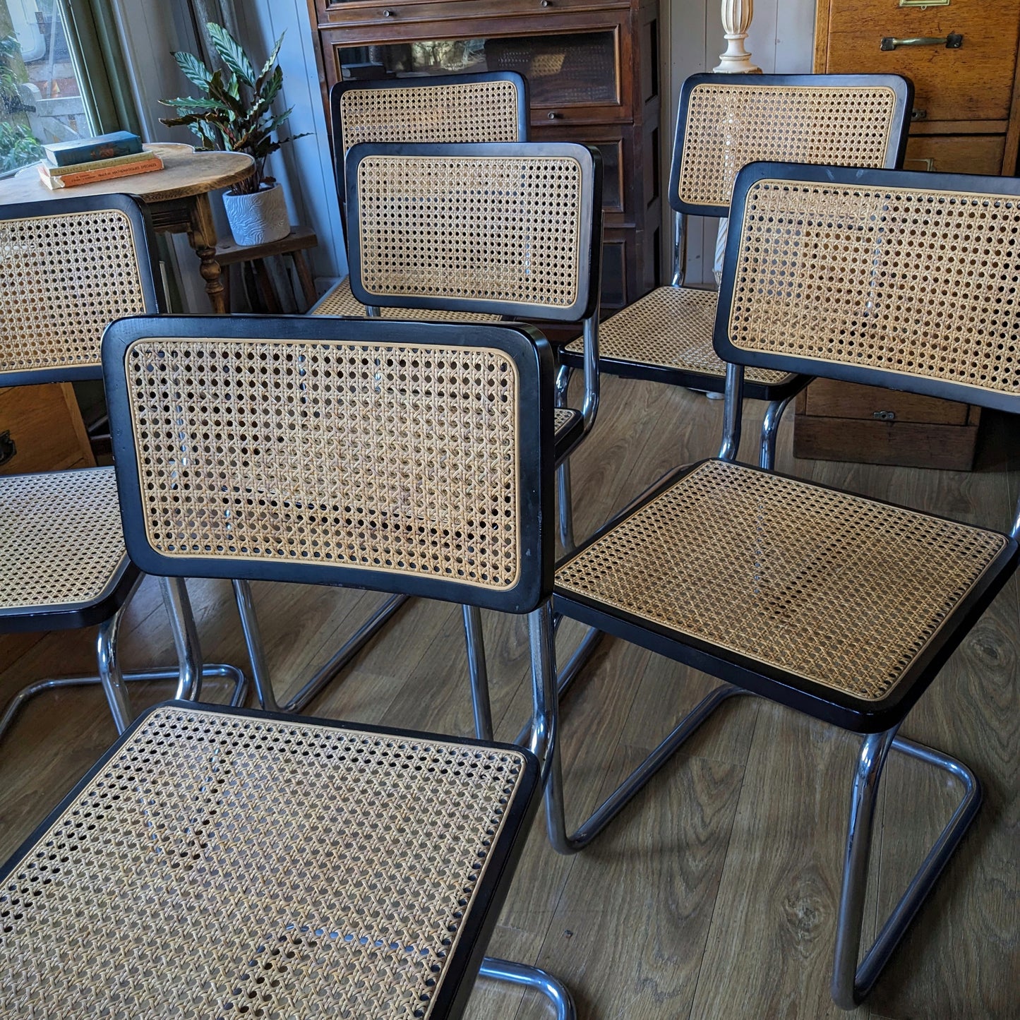 Mid Century Chrome and Rattan Dining Chairs