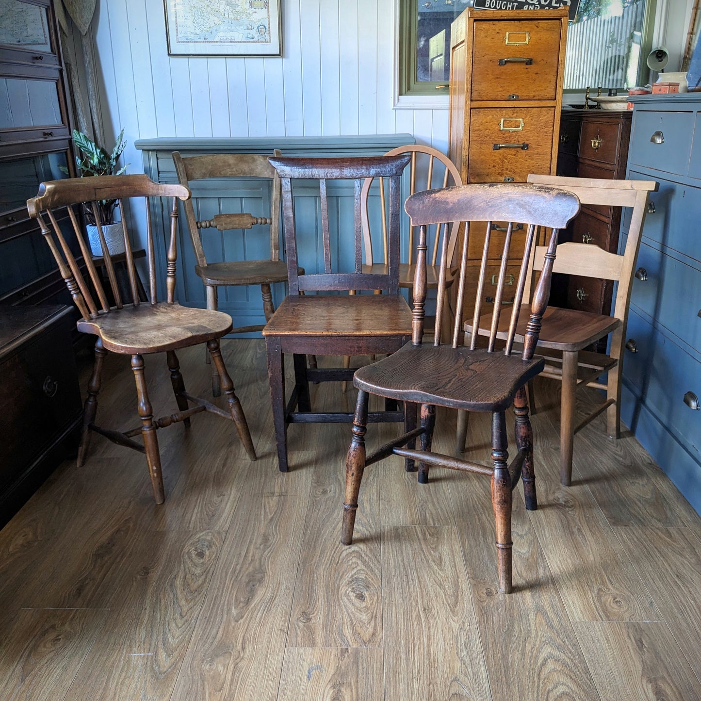 Set of Six Mix and Match Antique Dining Chairs